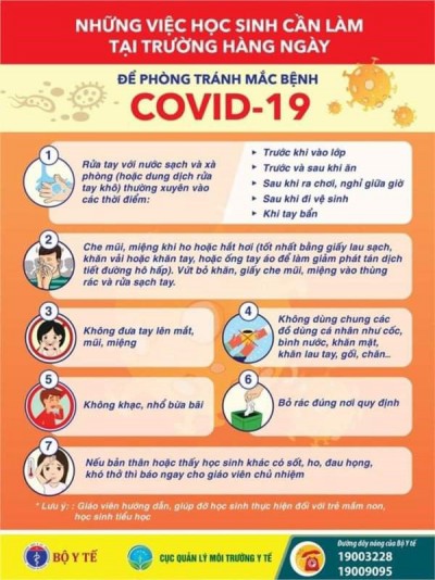 Những việc học sinh cần làm tại nhà và tại trường để phòng tránh dịch bệnh Covid-19