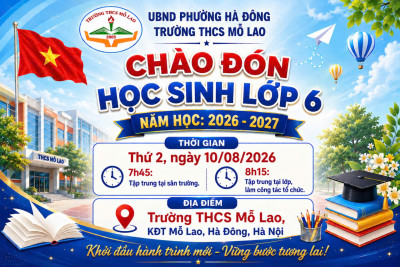 Thông báo: Chào mừng học sinh lớp 6 năm học 2026-2027
